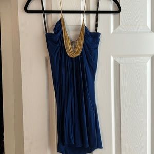 Sky Blue Gold chain Halter Top! M!